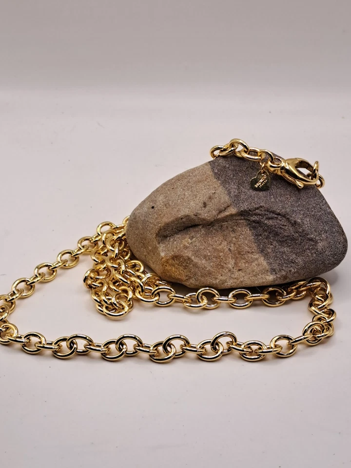 Collar Bronzo Italia 36" Tono Dorado Sólido Pulido Ovalado Eslabón NUEVO Foto 4 de 4