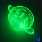 Anchor Hocking Colonial Green Uranium Depression Glass Sugar Bowl Vintage Glows