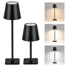 Black Cordless LED Desk Lamp Portable Powered by 5000mAh Battery, 2 Hight Levels