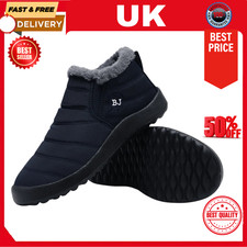 Womens Waterproof Fur Lined Snow Ankle Boots Winter Ladies Warm Flat Shoes Size