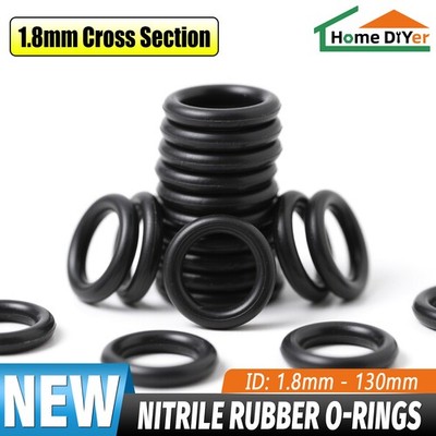 1.8mm Cross Section O Rings Black NBR Rubber Seals 1.8mm-130mm ID Oil Resistant