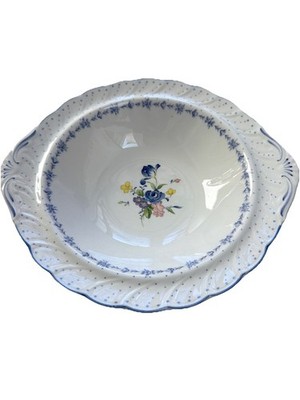 Vintage Nikko Japan Blue Peony 11  Ceramic Round Handle Vegetable Bowl