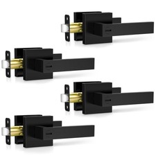 4 Pack Matte Black Door Handles - Keyless Interior Knobs, Privacy Lever Locksets