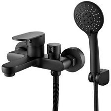 Mitigeur Baignoire Noir avec Douchette 3 Jets  Robinet Douche Mural en Laiton...