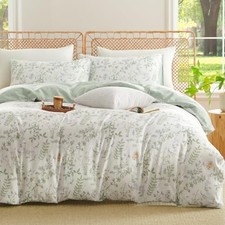 Botanical Duvet Cover Queen Sage Green Queen 90" x 90" Green Floral Jfs775