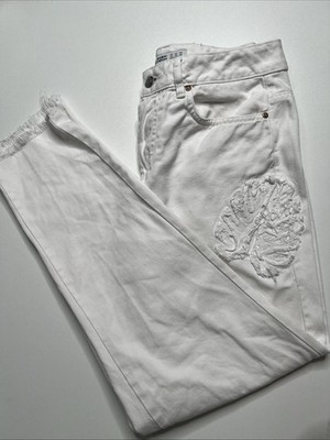 ZARA BASIC Z1975 DENIM   Weiße Jeans mit Monstera Applikationen   Gr. [38]
