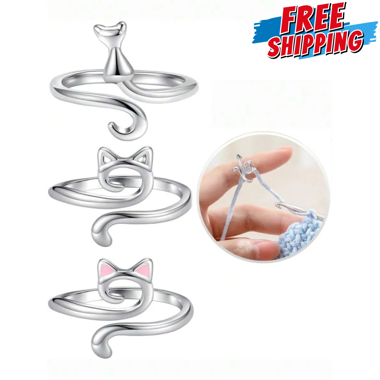 3Pcs Crochet Tension Ring Hook Ring Yarn Guides Crochet Ring Knitting Loop Gift