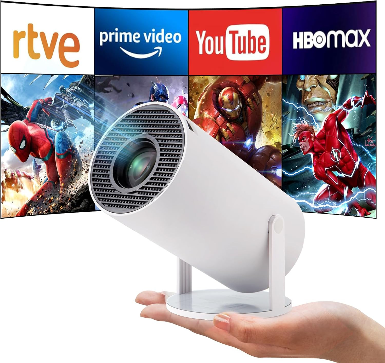 Mini Proiettore, 4K Videoproiettore Full HD, Proiettore Portatile Correzione Tra