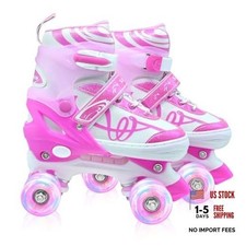 Kids Roller Skates for Girls Boys with Glitter Small US 11C-13.5C Rose Red
