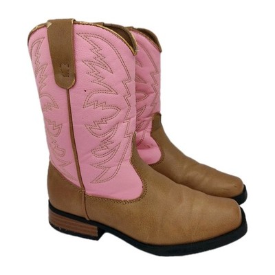 SmartFit Little Girls Youth Size 1 Pink Square Toe COWBOY Western Boots