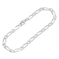 Armband 925 Sterling Silber 19Cm Figaro Panzerkette 4 Fach Diamantiert Unisex
