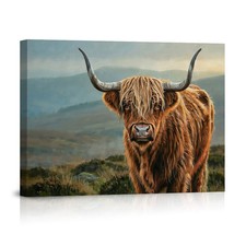 Highland Cow Canvas Wall Art Scottish Cattle Poster Rustic Farmhouse Decor Print