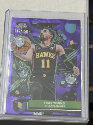 2025-26 Topps Cosmic Chrome Trae Young Purple Nebula 147/150 #15 Hawks
