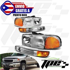 For 01 07 Gmc Sierra 3500 Factory Style Fluted Lens Headlights Bumper Lamp Set