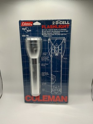 New Old Stock Coleman 2 D-Cell Night Sight Flashlight Aluminum