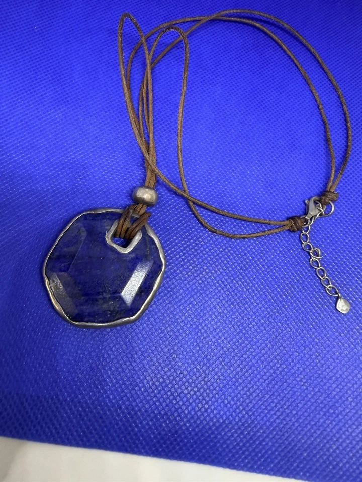 Silpada PARADISE NECKLACE - Sterling, Stabilized Turquoise & Lapis on Leather - Image 2 of 4