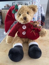Vintage 2001 RUSS BERRIE  Sammy Santa  Honey Brown Teddy Bear 12  tall 
