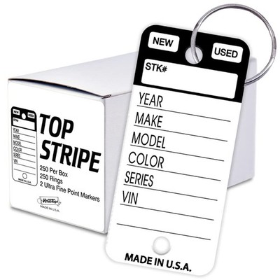 250 Tear-Proof Vinyl Poly Car Key Tags with Split Rings Included and Two Mark...