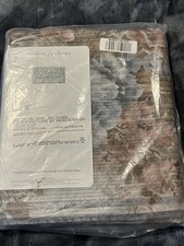 Vintage JCPenney Duchess Print Sheer Smoke Blue Mauve Window Scarf #22 60 x 216&rdquo;