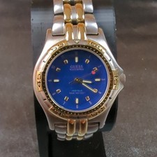 GUESS WATERPRO women's Analog Wristwatch Blue Dial Two-Tone Stainless Band 50M