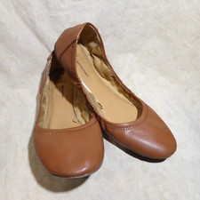    Time and Tru Scrunch Ballet Flats 8.5 M Glove Soft Chestnut Brown Leatherette