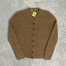 Vintage Brown Open Knit Cardigan Button Up Granny Cottagecore Size Medium