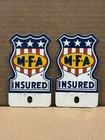 New ListingVINTAGE MFA METAL INSURED LICENSE PLATE TOPPERS ADVERTISEMENT