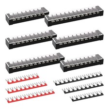 25A Screw Terminal Block Covered 8/10/12 Position Dual Row 600V