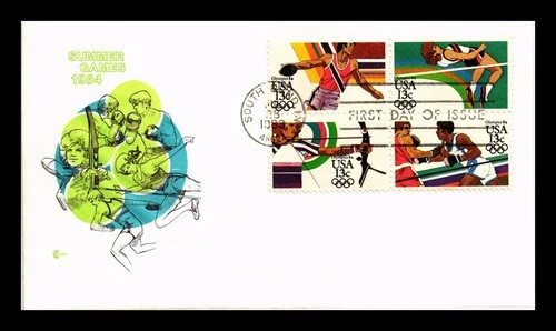 US COVER SUMMER OLYMPICS 13C FDC SETENANT COVER CRAFT CACHET INSERT