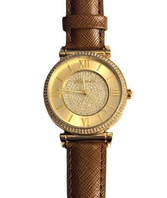 NEW MICHAEL KORS CATLIN GOLD TONE,BROWN SAFFIANO LEATHER  display picture 1