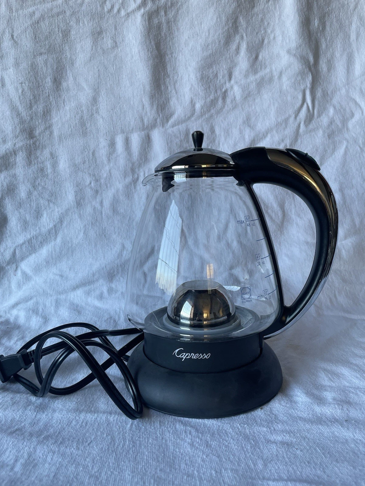 Capresso H2O Plus Glass Cordless Electric Kettle 1.5 Qt Model 259 Auto Shut-off