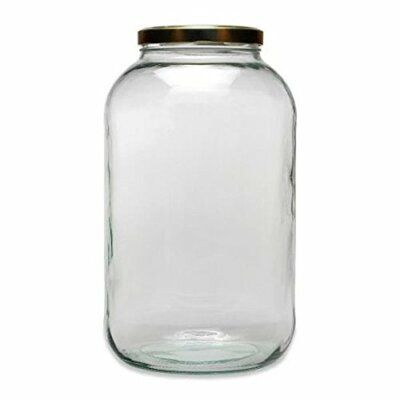 mikken Grosses Einmachglas 4,25 L Vorratsglas Glasdose mit Deckel gold + Etikett