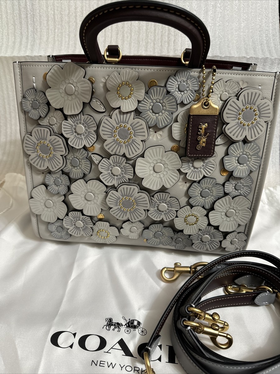 Coach ◆ C8520 Rogue in Colorblock with Tea Rose Applique COACH C8520 Rogue in Colorblock with Tea Rose Applique Dove