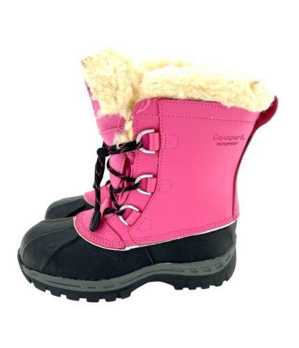 Bearpaw Kelly Boots Pink Leather Fur Lined Girls Toddler Youth SZ 2 New SH37