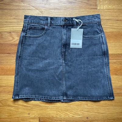 Everlane Way-High Jean Denim Skirt Washed Black sz 28 NEW