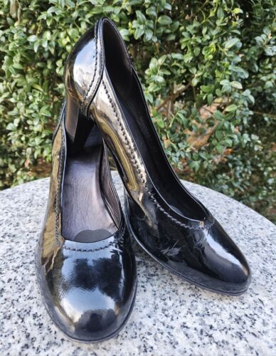 AGL Women's Black Patent Leather Pumps Heels Size : 42EU, 11US Made in Italy