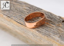 Pure Solid Copper Smooth Flat Wide Unisex Band Handmade Gift Jewelry Ring