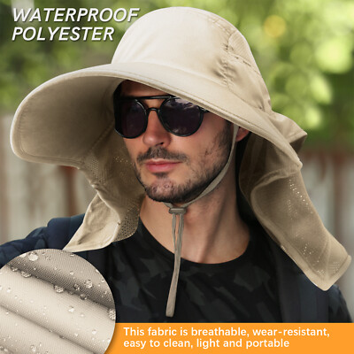 Mens Womens Summer Bucket Boonie Hat Neck Cover Flap Sun Wide Brim Outdoor Cap
