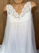 Vtg 60s SZ S Shadow Line Lingerie Nightie Nylon Chiffon Baby Doll Nightgown L45