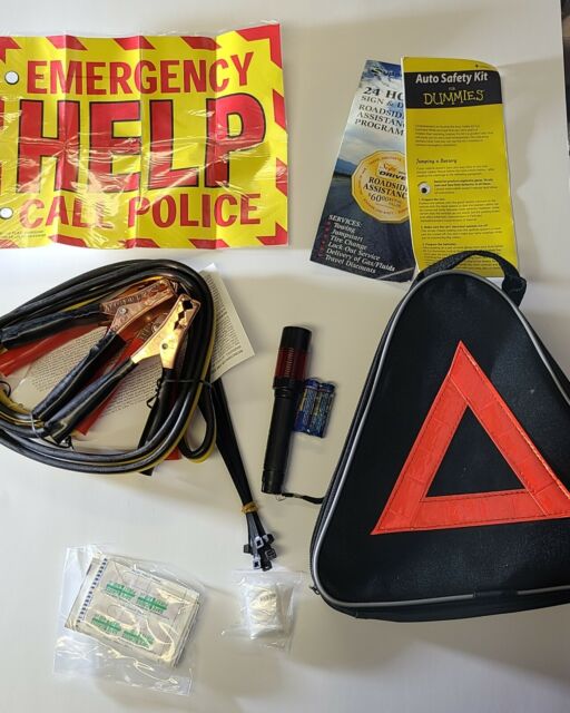 ROADSIDE EMERGENCY KIT. Jumper Cables Emergency Flag Flashlight. NEW OPEN BOX ROADSIDE EMERGENCY KIT. Jumper Cables Emergency Flag Flashlight. NEW OPEN BOX