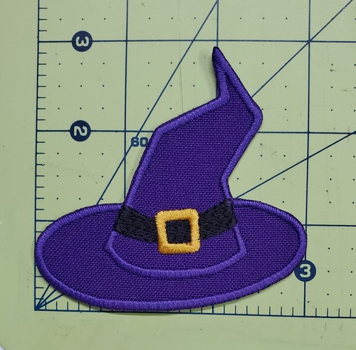 Hexenmütze Halloween bestickt Applikation Aufbügeln Aufnäher 3 Zoll x 2,75 Zoll Trick/Leckerli - Bild 5 von 10