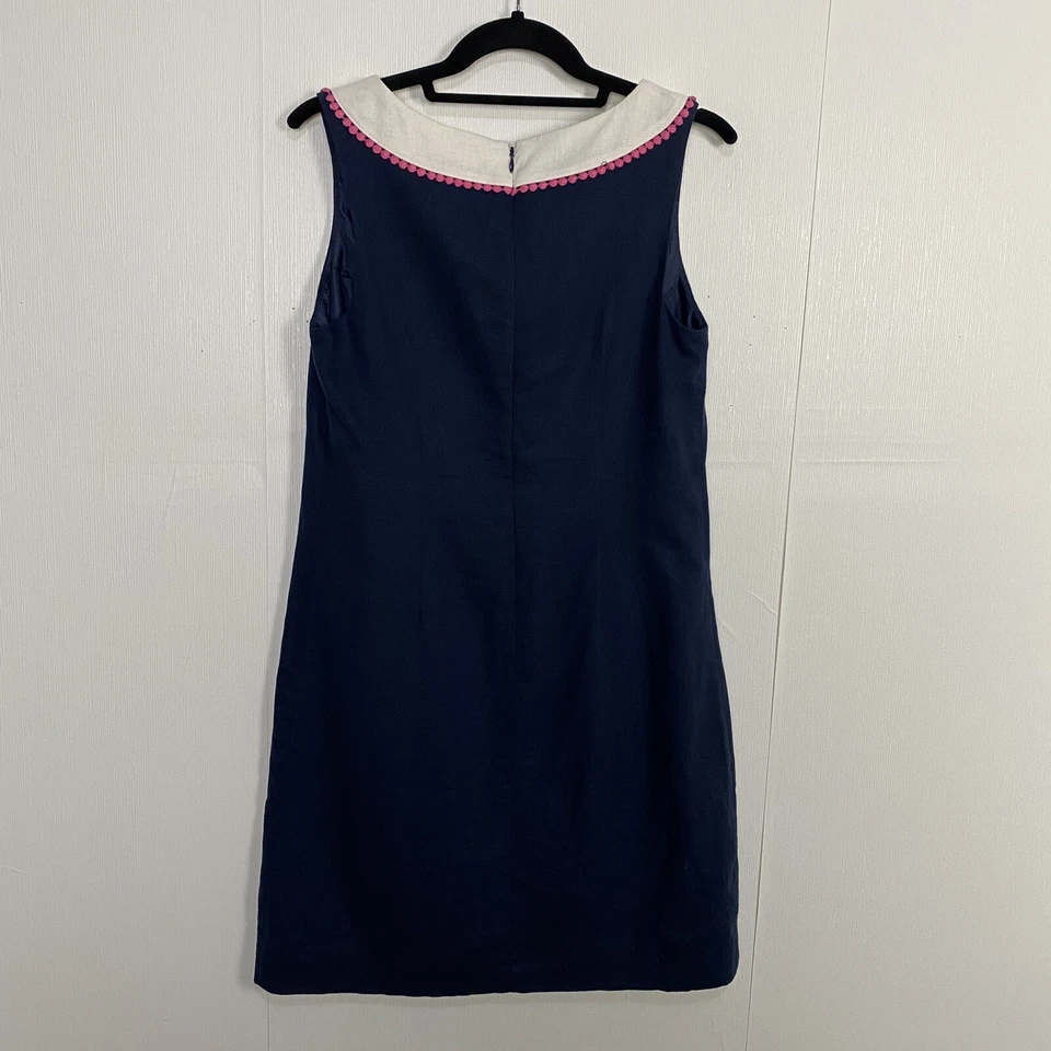 Vestido feminino Kensie azul mistura de linho sem mangas tamanho 6. - Imagem 4 de 4