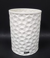 NEW DKNY WHITE 3D GEOMETRY TEXTURED TRASH CAN,WASTE BASKET,BIN
