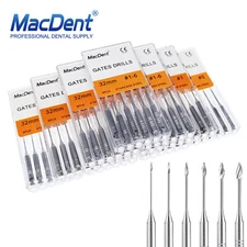 MacDent Dental Gates Glidden Drills 28/32mm Stainless Steel Endo Root Canal #1-6