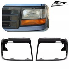 Headlight Headlamps Trim Bezel Set For Ford Bronco F150 Pickup 1992-1996 Black