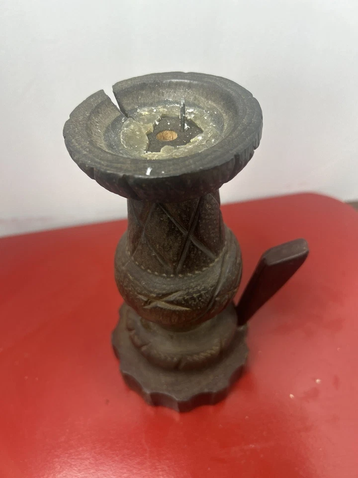 Unique RARE Vintage Rustic Wooden PILLAR CANDLE HOLDER Collectable Made In Spain - Image 2 of 4