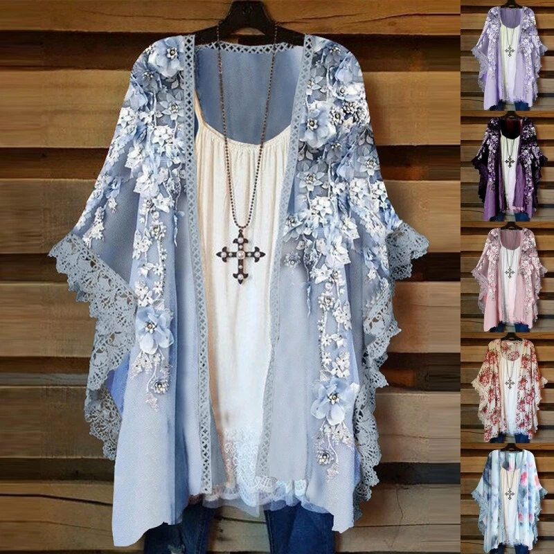 Women T Shirt Bikini Cover Up Chiffon Tops Ladies Boho Short Sleeve Tunic  Blouse