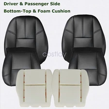 Driver+Passenger Seat Cover & Foam Cushion Black For 2007-13 2014 GMC Yukon 1500