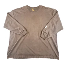 Carhartt Shirt 4X Washed Brown Workwear Streetwear Rugged Urban Long Sleeve Tee