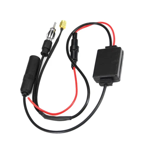 FM Car Antenna Amplifier Signal Amplifier Antenna Receive Gain Device(Black)